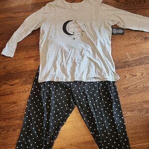 Gray and Black Adult Pajamas with Moon Design